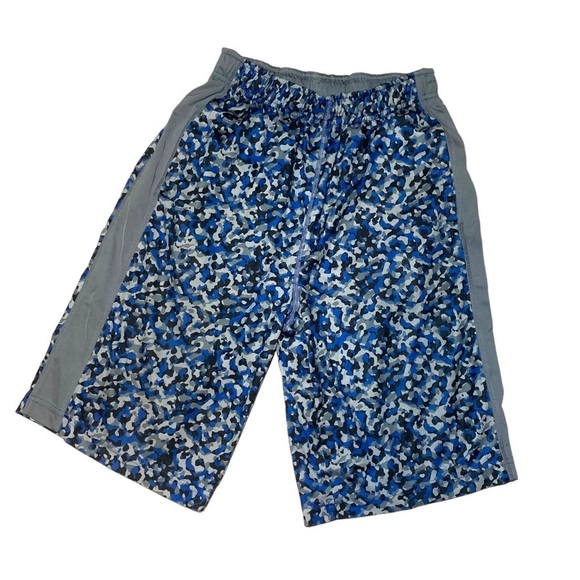 Nike Dri-fit Shorts Boys Size Large Blue Grey White W Pockets & Inner Drawstring - Picture 1 of 12